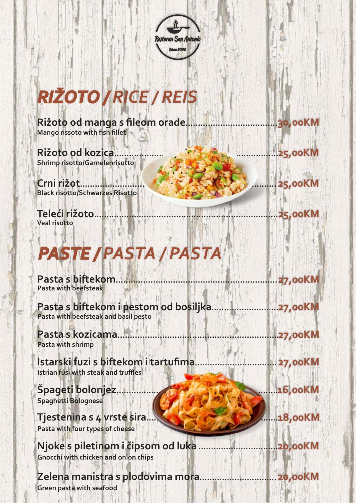 Jelovnik Restoran San Antonio — stranica 4
