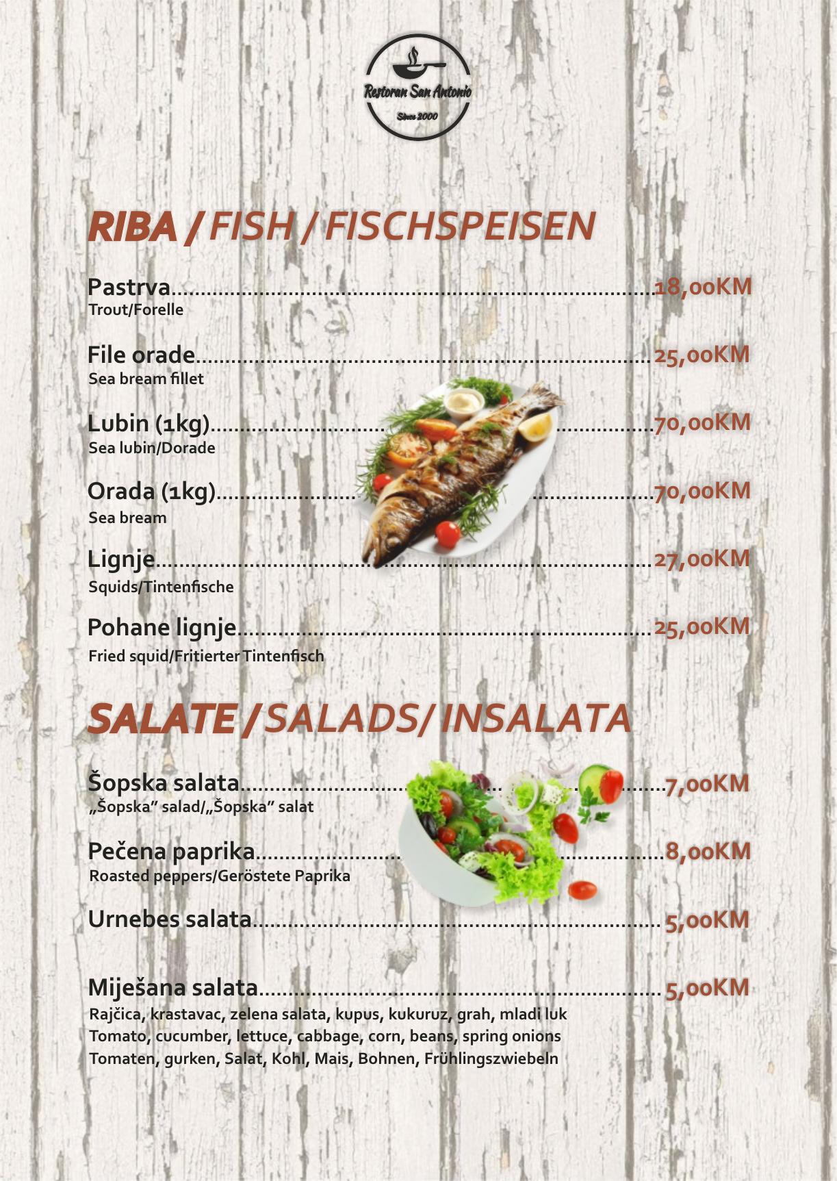 Jelovnik Restoran San Antonio — stranica 8