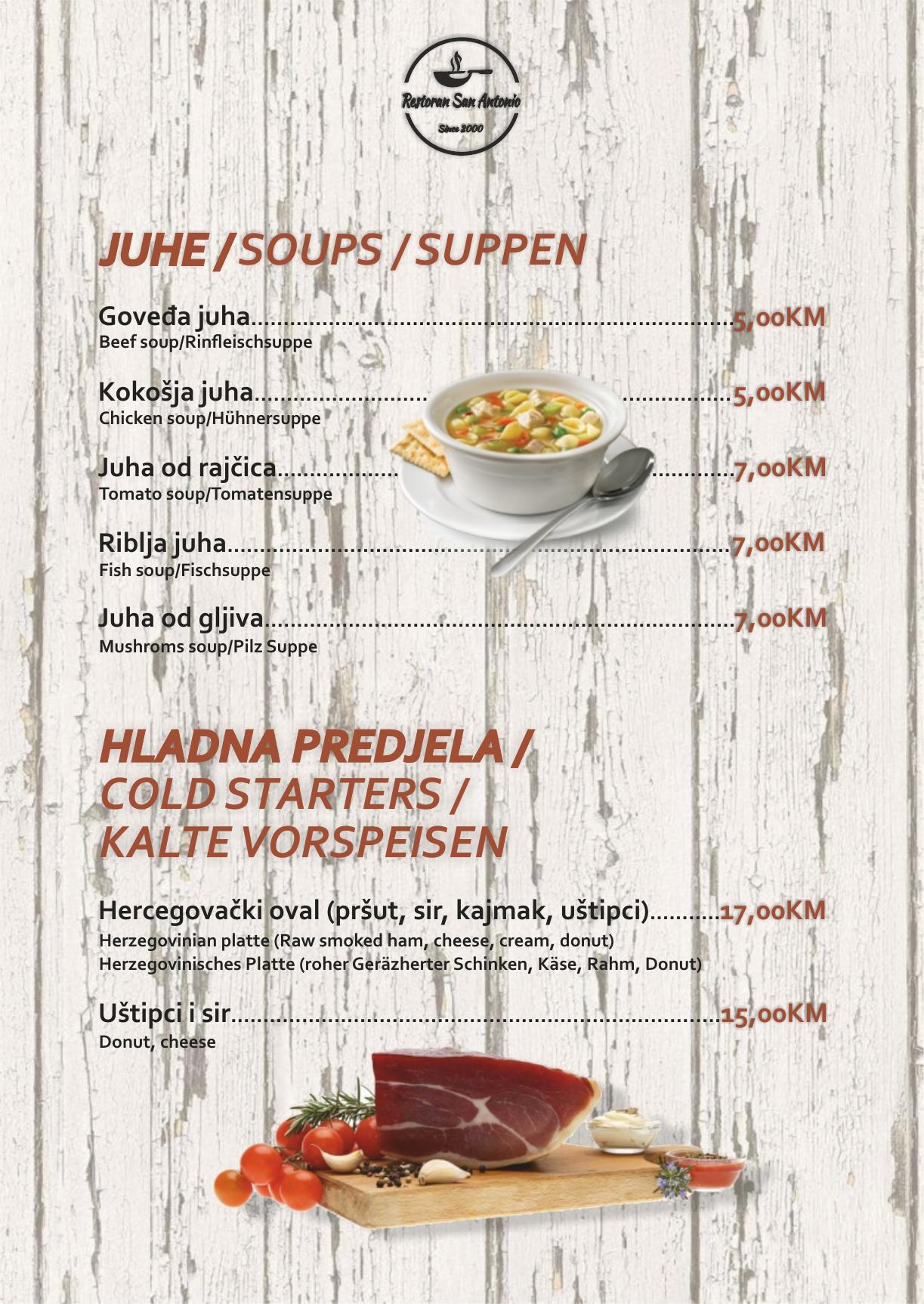 Jelovnik Restoran San Antonio — stranica 3