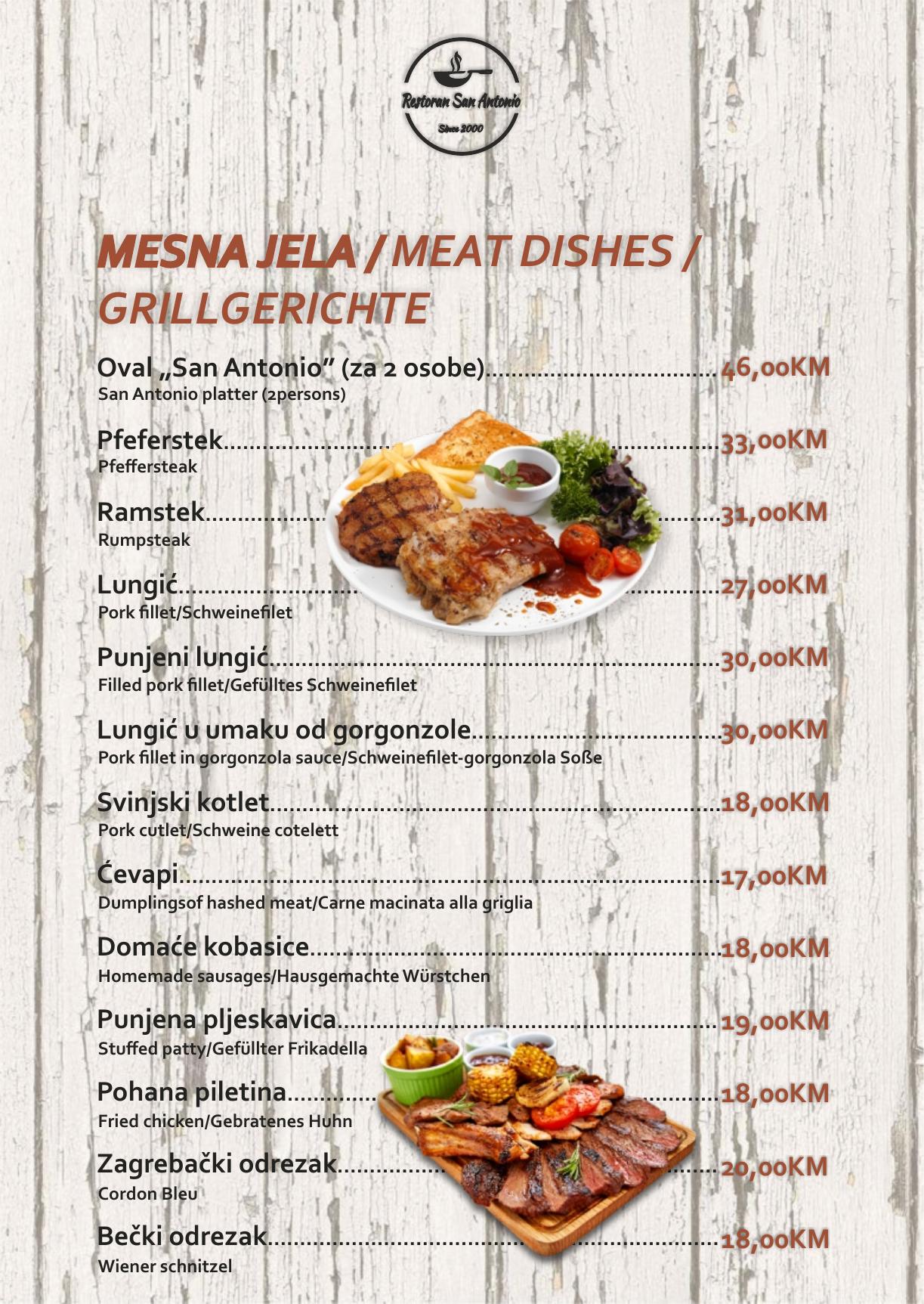 Jelovnik Restoran San Antonio — stranica 5