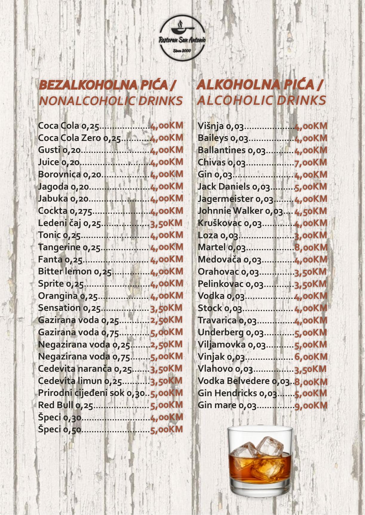 Jelovnik Restoran San Antonio — stranica 11